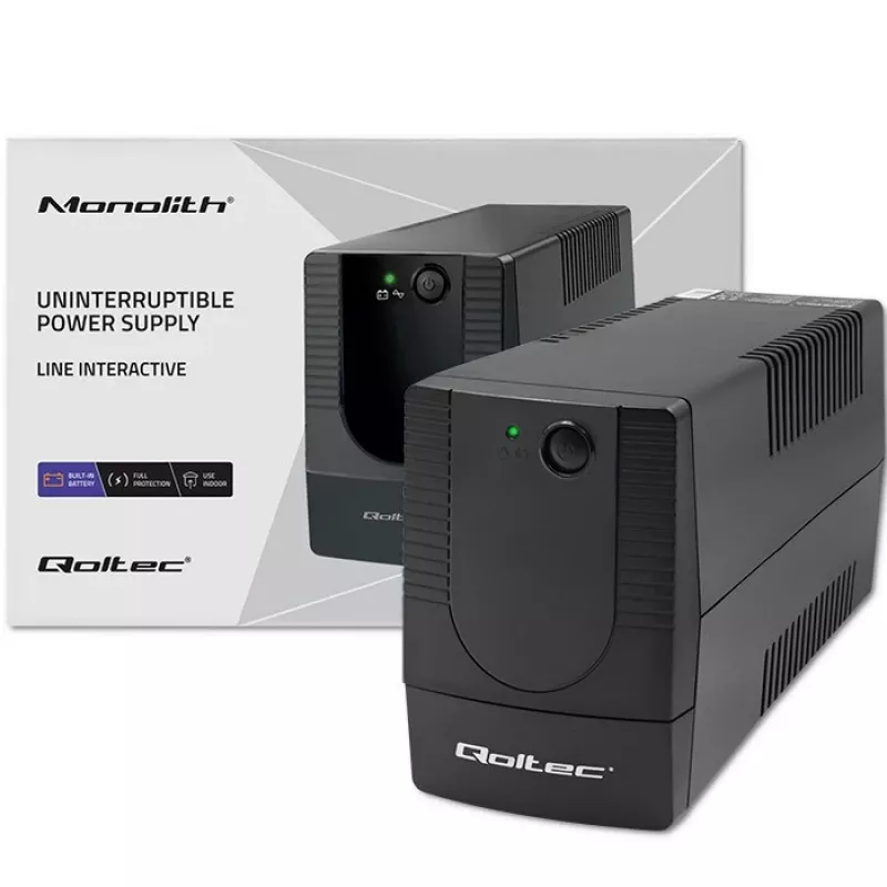 Qoltec 53774 UPS (noodstroomvoorziening) Line-Interactive 1 kVA 600 W 1 AC-uitgang
