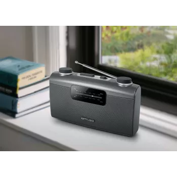 Draagbare radio Muse M-058 R — AM/FM, volumeregeling met draaiknop, batterij- of netvoeding (230V, 50Hz), Zwart/Grijs