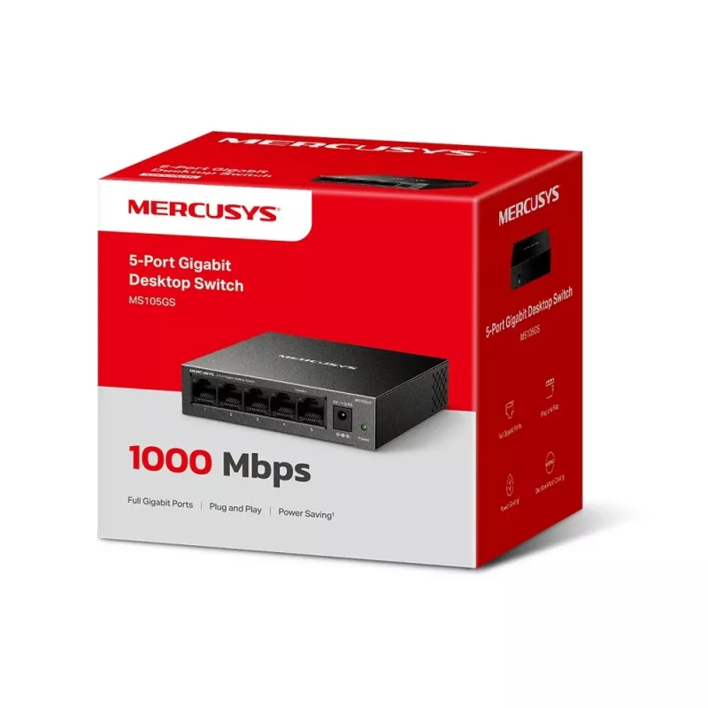 Mercusys MS105GS - desktop-switch, 5 Gigabit-poorten, zwart