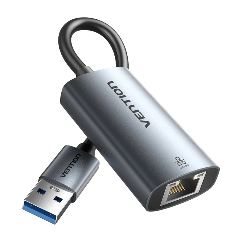 USB-naar-Gigabit-Ethernet-adapter Vention CEZ – bedrade USB-host-interface, 1000 Mbit/s, grijs