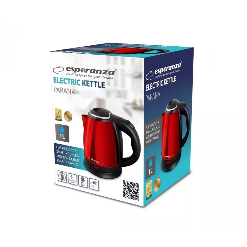 Esperanza EKK128R elektrische waterkoker Parana 1 L zwart, rood 1350 W