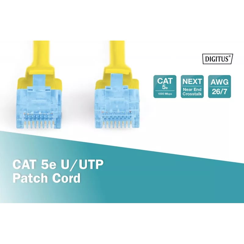 Patchkabel Digitus CAT 5e U/UTP DK-1512-050/Y 5m geel