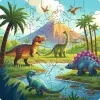 Houten puzzel voor kinderen - dinosauriërwereld (44 stukjes)