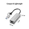 USB-A/-C naar 2,5G Ethernet-adapter, grijs