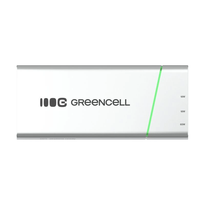 Draagbare accu Green Cell BPLGC20P 20800 mAh lithium-ion, USB-C PD 65W, 2x USB-C + 1x USB-A, aluminium behuizing