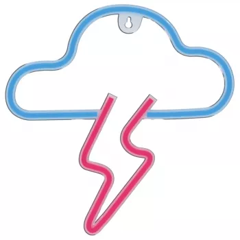 Neonlicht MANTA SNL71BL wolk met bliksem blauw‑roze – decoratief LED-neonbord