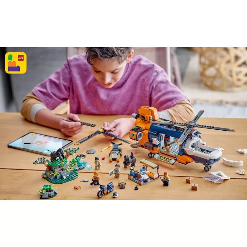 LEGO City 60437 Jungle Explorer-helikopter in basiskamp