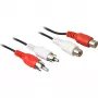 Goobay 50027 stereo RCA-verlengkabel, 2x RCA-stekker naar 2x RCA-aansluiting, 5 m, zwart