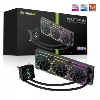 Gamemax | CPU-vloeistofkoeler | HAILSTORM 360 LCD | zwart