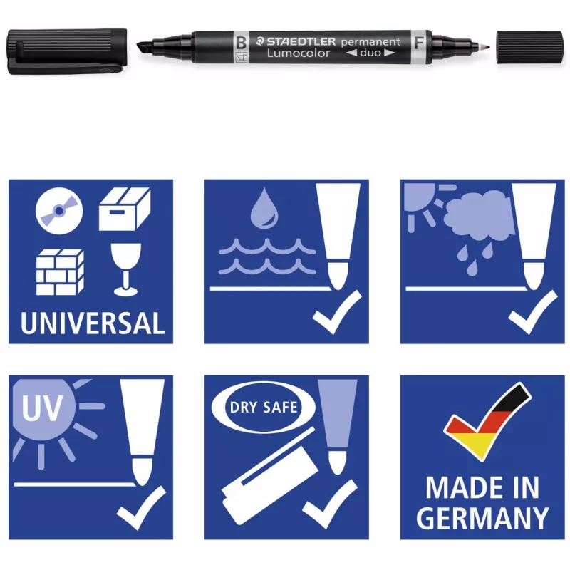 Permanentmarker Staedtler Lumocolor permanent duo 348 B zwart 1 stuk