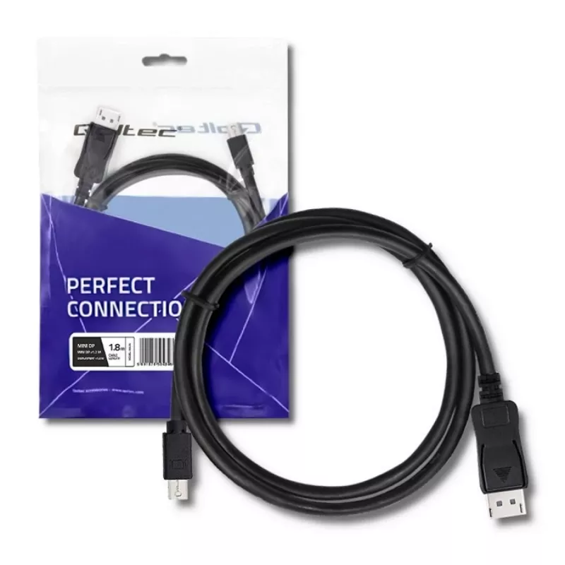 DisplayPort-kabel Qoltec 50434 1,8 m Mini DisplayPort zwart