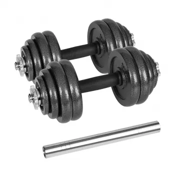 REBEL ACTIVE verstelbare halters in koffer 30 kg met stang