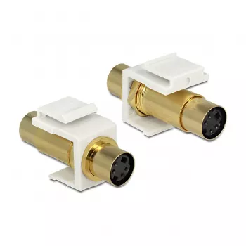 Keystone-module DELOCK 86338 — Mini-DIN 4 naar Mini-DIN 4, wit, 22×40×15 mm