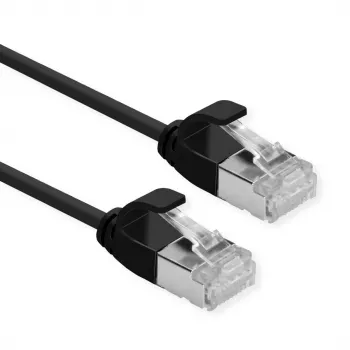 ROLINE DataCenter - patchkabel - RJ-45 (M) naar RJ-45 (M) - 2 m - U/FTP - CAT 6a - halogeenvrij, gegoten, rastnasenbeschrijving, getwist, 10 Gigabit Ethernet - zwart, pantone 3C (21.15.3355)
