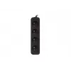 Verlengsnoer Lanberg PS0-04E-0100-IEC-BK 1 m 4 stopcontacten binnen zwart