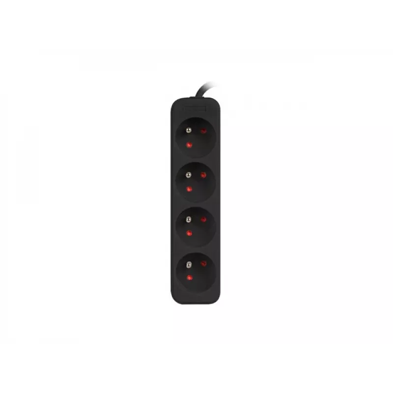Verlengsnoer Lanberg PS0-04E-0100-IEC-BK 1 m 4 stopcontacten binnen zwart
