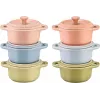 Set 6x Mini-Cocotte rund 10 cm, meerkleurig