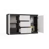 Commode 2 deuren 3 laden top e shop M-MP-K-MAL-2D3S-ANTBIA — antraciet frame, witte deuren, 1200×750×400 mm