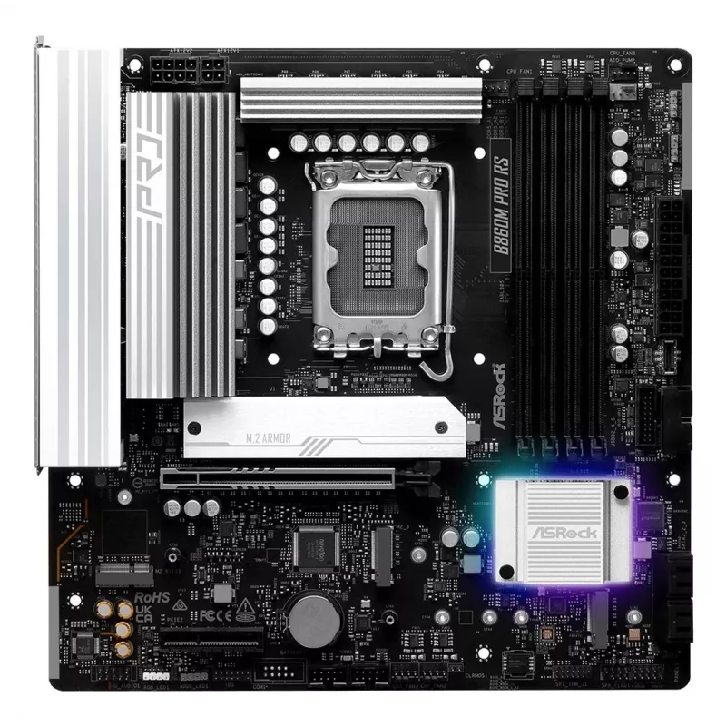 Moederbord ASROCK B860M Pro RS — Intel B860, LGA 1851, micro ATX, DDR5, 4× DIMM, 2.5Gb LAN, 1×PCIe5 x16