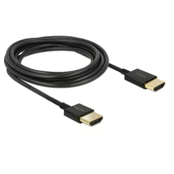 DeLOCK Slim High Quality - HDMI met ethernetkabel - HDMI (M) naar HDMI (M) - 25cm - drievoudige isolatie - zwart - 4K-ondersteuning (85117)