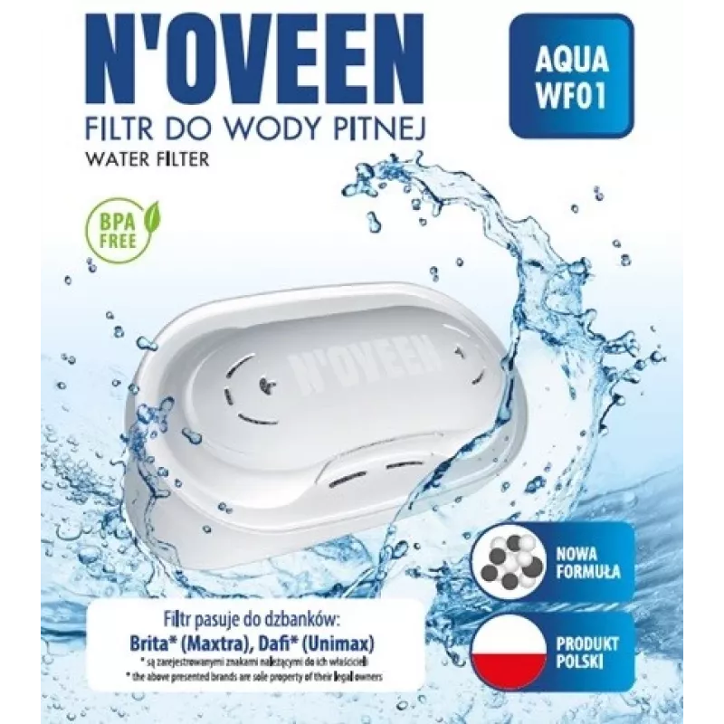 NOVEEN AQUA WF01 vervangend membraanfilter compatibel met BRITA MAXTRA en DAFI UMINAX