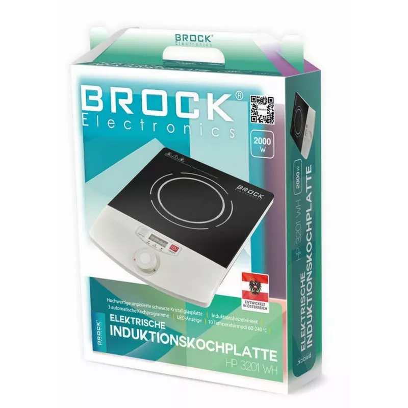 Brock HP 3201 WH inductiekookplaat met één zone, 60-240 °C, zwart/wit
