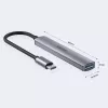 USB-C-hub Unitek H1208B — 1x USB-A 5 Gbit/s, 3x USB-A 2.0, USB-C-host, aluminium behuizing, 0,20 m kabel