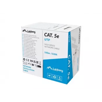 LAN-kabel UTP Cat.5e 100m massief grijs CPR LANBERG