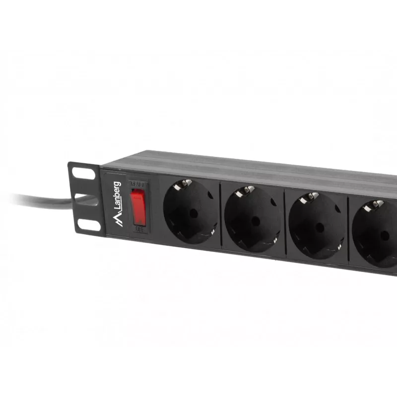 Lanberg PDU-09F-0300-BK 1U rack-PDU, 9x Schuko, 16 A, 3 m, zwart