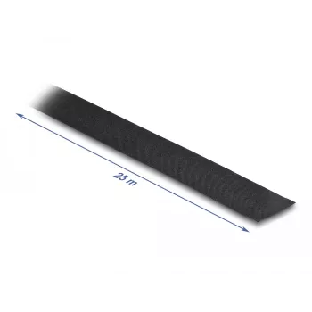 DeLOCK stofband 25 m x 25 mm scheurbaar zelfklevend zwart