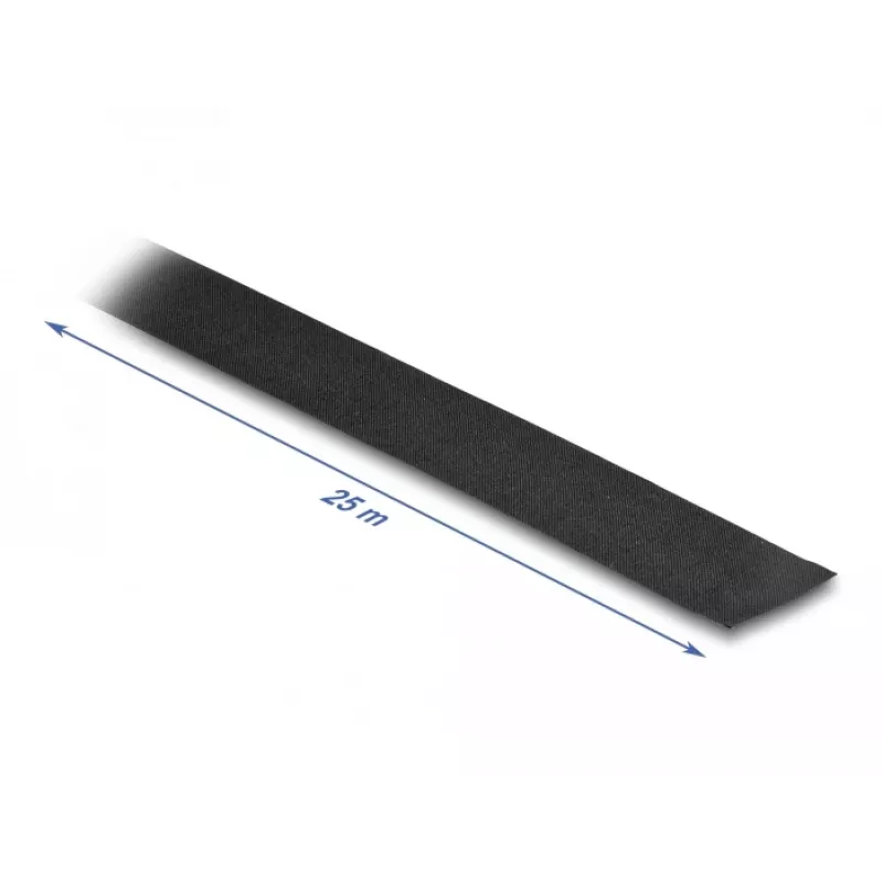 DeLOCK stofband 25 m x 25 mm scheurbaar zelfklevend zwart