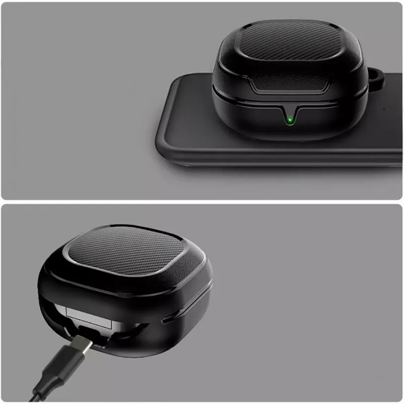 Tech-Protect Rough Carbon hoes voor de oplaadcase van Samsung Galaxy Buds 2 Pro/2/Live/Pro, zwart
