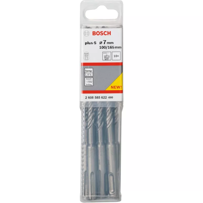 Bosch 2608585622 SDS-plus-5 hamerboren, Ø 7 mm, werklengte 100 mm, 10 stuks