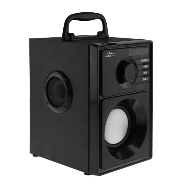 Draagbare luidspreker MEDIA-TECH MT3179, 20 W (RMS 15 W), Bluetooth 5.1, FM, MicroSD, USB, AUX, Li-Ion, 6 uur, houten behuizing