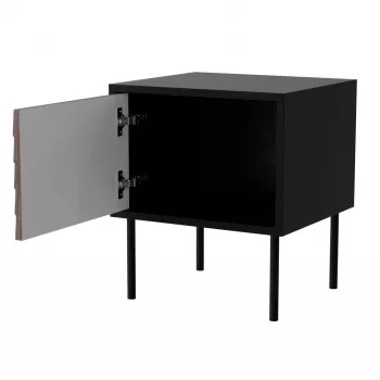 Nachtkastje, 2 stuks CORTINA 45x40x51 zwart/walnoot