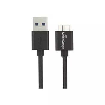 USB-A naar Micro-B USB 3.0 laad- en synchronisatiekabel MediaRange MRCS239 — 50 cm, 5 Gbit/s, 5 W, zwart