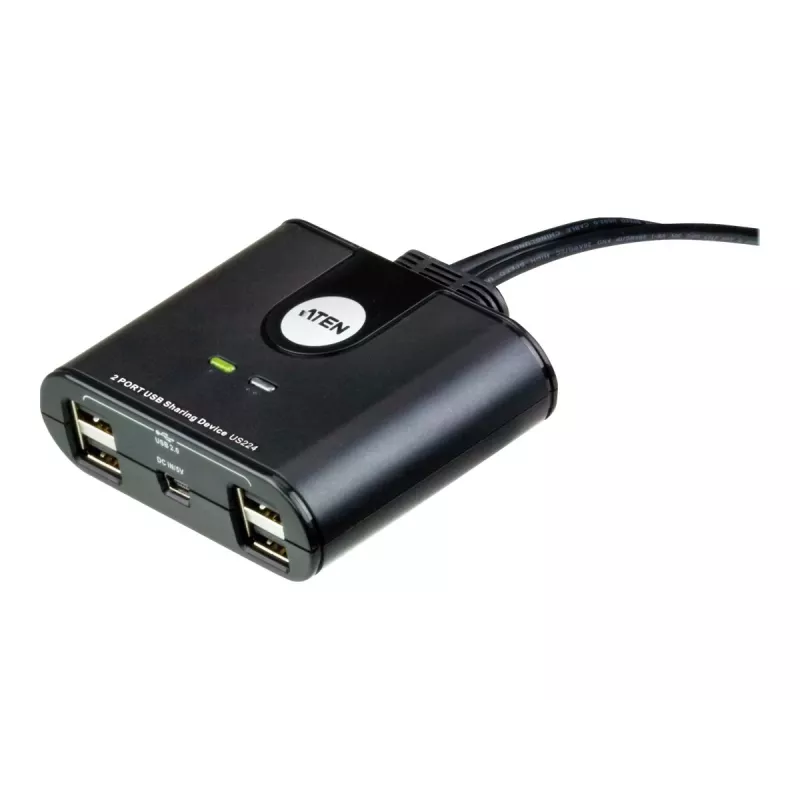 USB 2.0 2-poorts randapparatuur-sharing-apparaat ATEN US224AT — USB Type-A, 1,8 m kabel, zwart