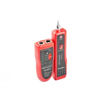 LANBERG netwerkkabeltester NT-0501 — RJ-11/RJ-12/RJ-45-ondersteuning, max. lengte 250 m, ingebouwde batterij, LED-indicatoren, zwart