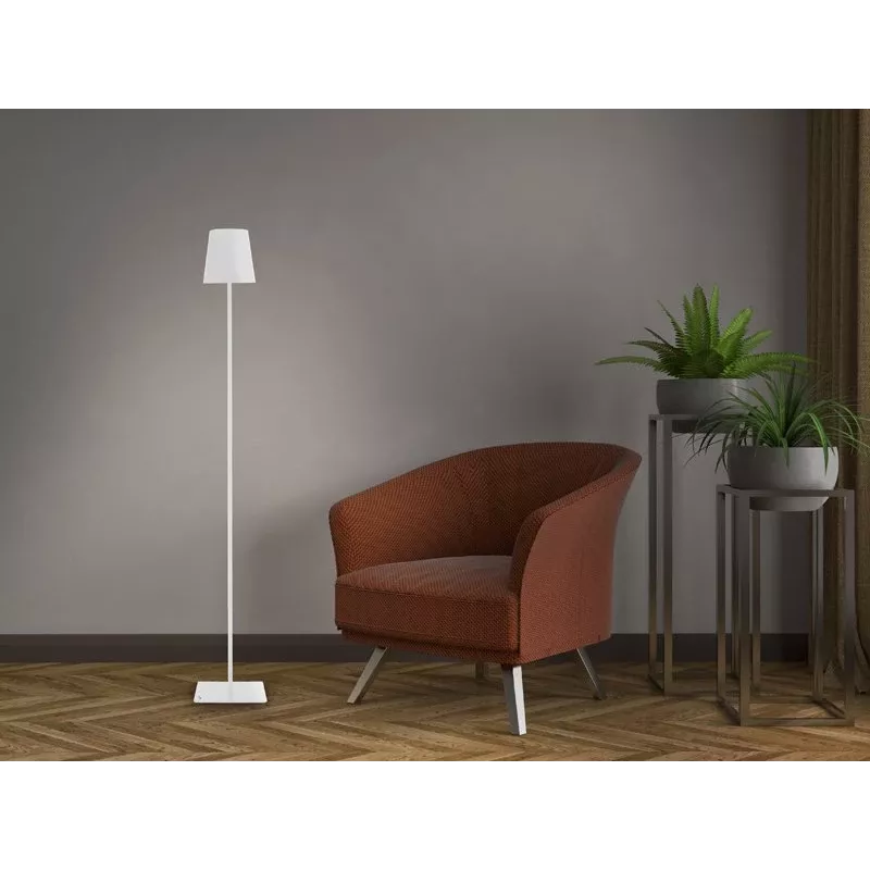Beper P201UTP404 oplaadbare LED-vloerlamp, in hoogte verstelbaar, 2,5 W, dimbaar, metaal, wit