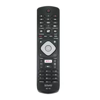 SAVIO afstandsbediening RC-10 voor Philips tv, IR draadloos, zwart, drukknoppen