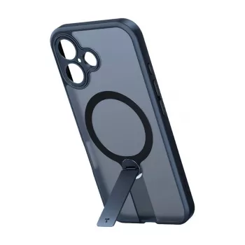 Beschermhoesje Torras Pstand Spin voor iPhone 16 Plus – zwart, opvouwbare standaard, slanke bescherming
