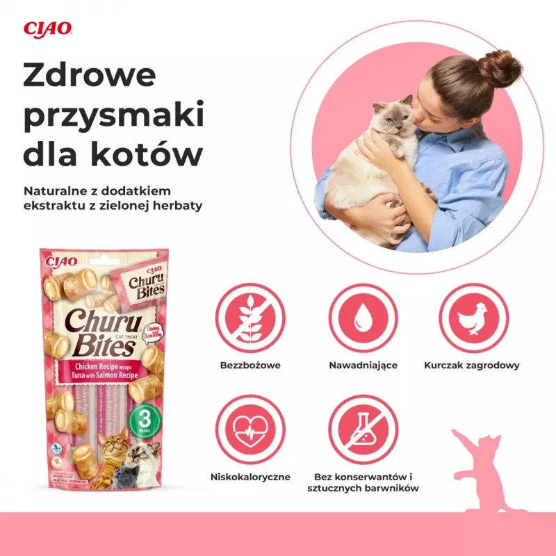 INABA Churu Bites Chicken met tonijn en zalm - Kattenlekkernijen - 3x10 g