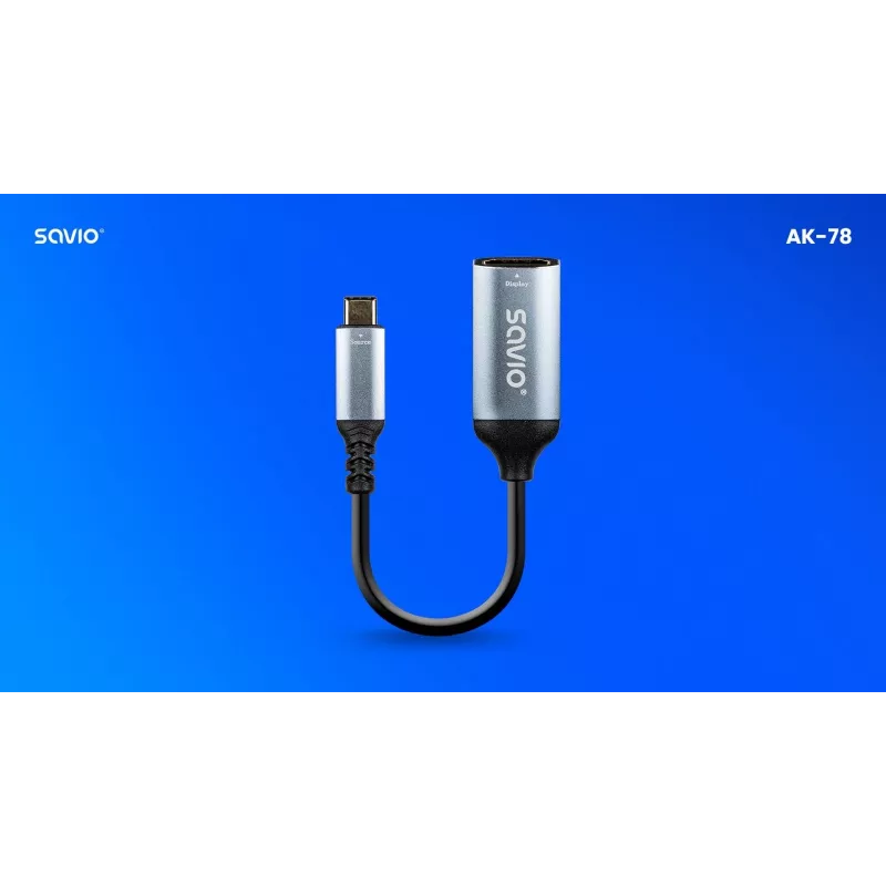 Savio adapter USB-C (M) HDMI (v), 4K, 60Hz, aluminium, AK-78