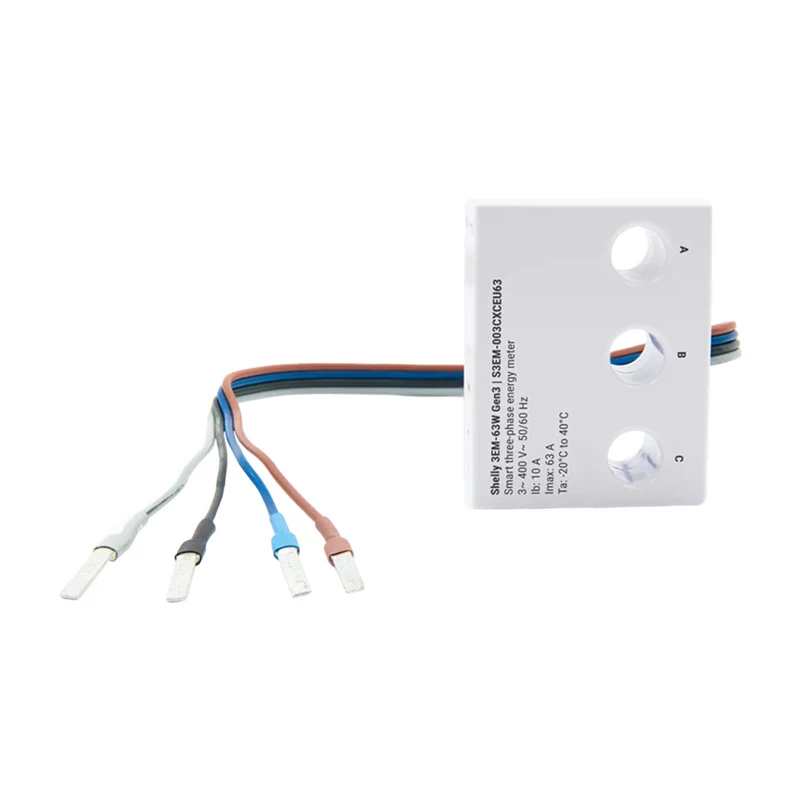 WiFi-energiemeter Shelly 3EM-63W Gen3 — 3-kanaals netstroommeter