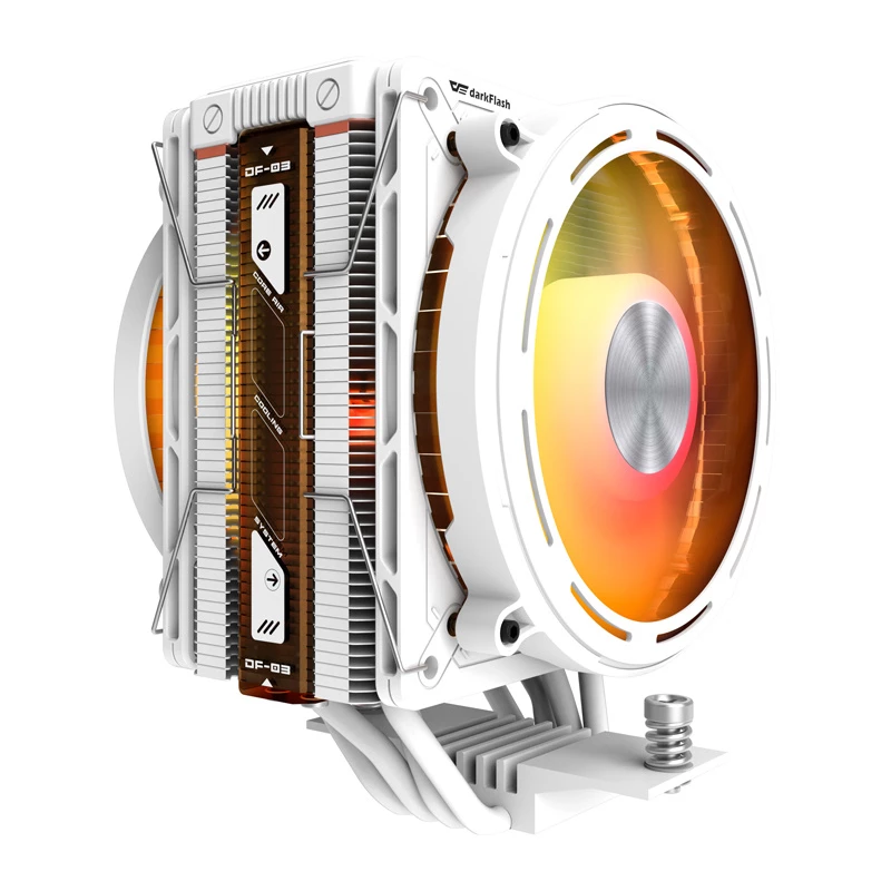 Processorkoeler Darkflash E400 PLUS (wit) — actieve luchtkoeling voor CPU, tower-ontwerp, enkele ventilatorconfiguratie