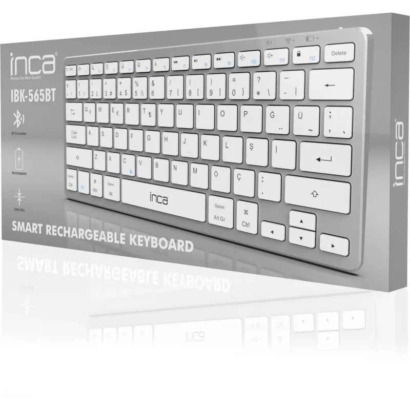 INCA toetsenbord IBK-565BT BT 5.0, smart, accu 150 uur, 8-10 m zilver