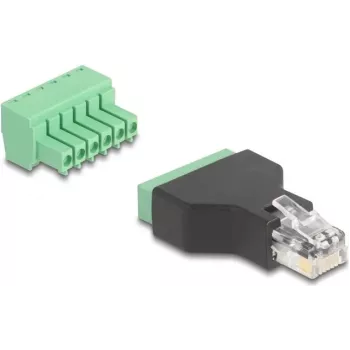 DeLOCK 66590 kabeladapter RJ12 6-pins klemmenstrook zwart groen