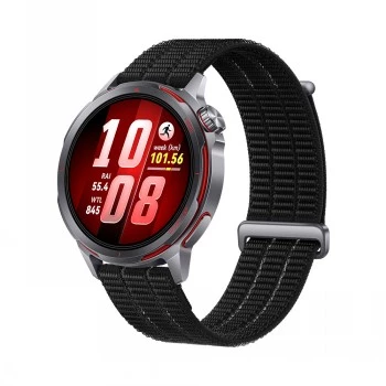 Smartwatch HUAWEI GT Runner 2 — 1,32 inch (3,35 cm) AMOLED 466×466, titanium behuizing, GPS, fluorelastomeer bandje zwart