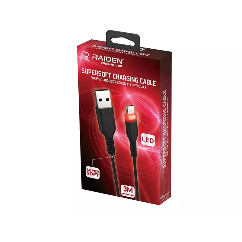 USB-C-oplaadkabel SUBSONIC SA5601 3 m – compatibel met PS5, Xbox, Nintendo Switch