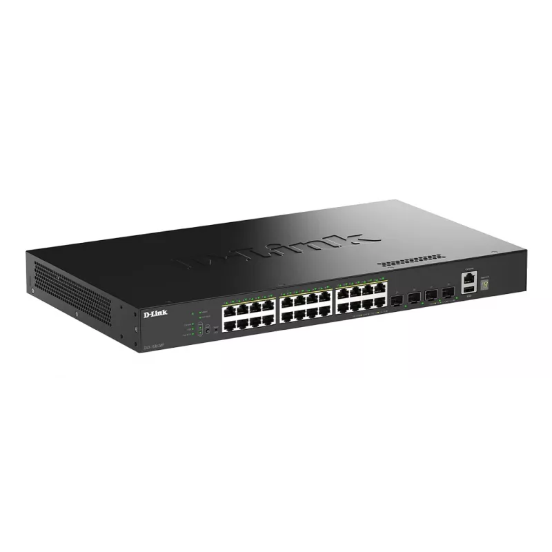 D-Link 28-poorts Gigabit stackable PoE+ smart managed switch met 4 x 10G SFP+-poorten